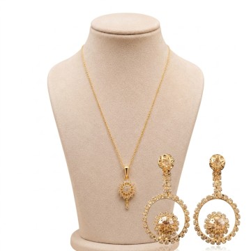 Gold-Plated Designer Jewelry Set with Matching Earrings