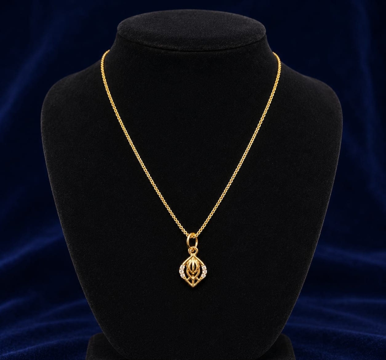 Gold-Plated Geometric Pendant with Stone Accents Necklace